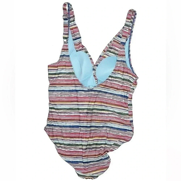 Anne Cole | One-Piece Striped Coastal Beach Pool Padded Cups Swimsuit Size 14 - Picture 3 of 3